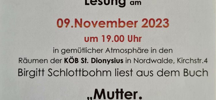 09.11.2023 Lesung mit Birgit Schlottbohm