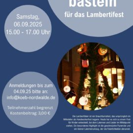 06.09.2025 fällt aus – Laternenbasteln für das Lambertifest